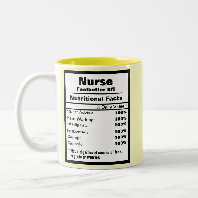 Tasse 2 Couleurs Infirmière amusante nutritionnelle Étiquette de ca (Gauche)