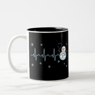 Tasse 2 Couleurs Infirmière au rythme cardiaque Bonhomme de neige N