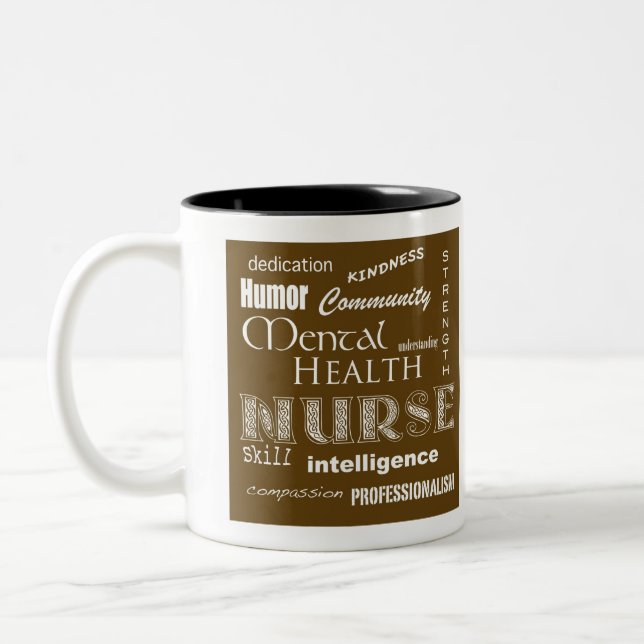 Tasse 2 Couleurs Infirmière-Brun de santé mentale (Gauche)