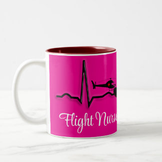 Tasse 2 Couleurs Infirmière en vol QRS & Hélicoptère Rosé Deux Tons