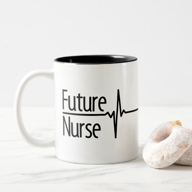 Tasse 2 Couleurs Infirmière future EKG (Avec donut)