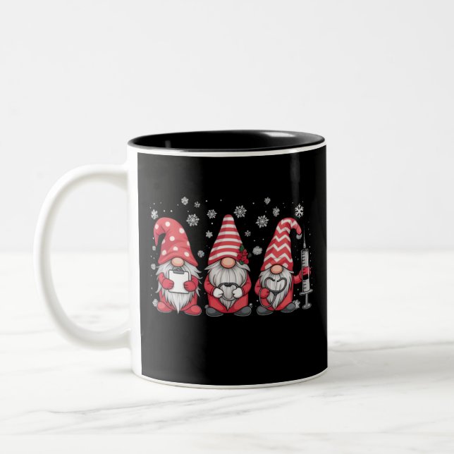 Tasse 2 Couleurs Infirmière Noël Gnomes mignon Xmas Scrub (Gauche)