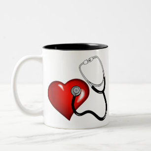 Tasse 2 Couleurs Infirmière personnalisée en stéthoscope cardiaq