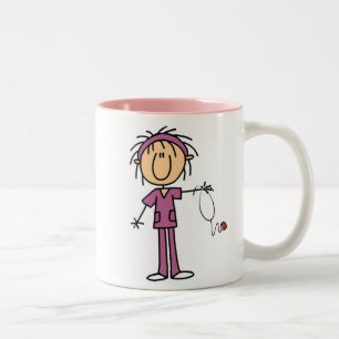 Tasse 2 Couleurs Infirmière représentée par un personnage féminin s