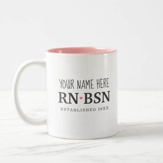 Tasse 2 Couleurs Infirmière RN BSN Simple Cute personnalisée (Gauche)
