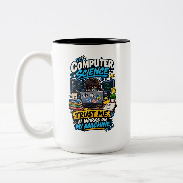 Tasse 2 Couleurs Informatique Humour Programmeur – Croyez-moi  (Gauche)