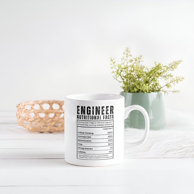 Tasse 2 Couleurs Ingénieur Faits nutritionnels Funny Cerveau (Créateur téléchargé)