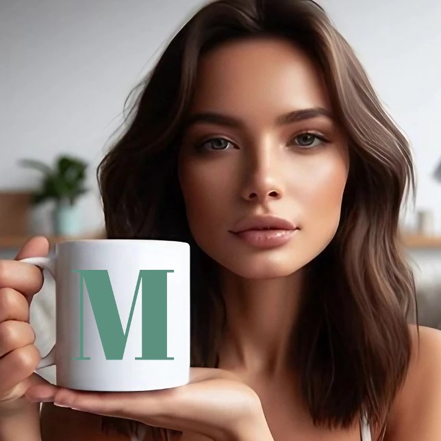 Tasse 2 Couleurs Initial Letter | Trendy modern monogran (GIRL PERSONALIZER MUG)