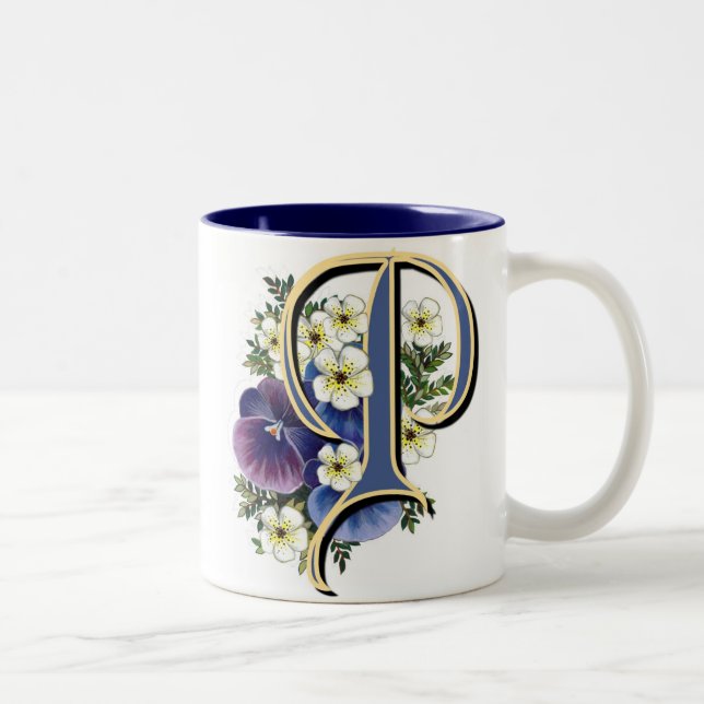 Tasse 2 Couleurs Initiale de pensée - P (Droit)