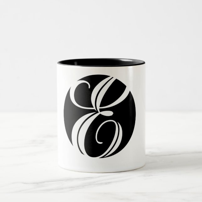 Tasse 2 Couleurs Initiale élégante E (Centre)