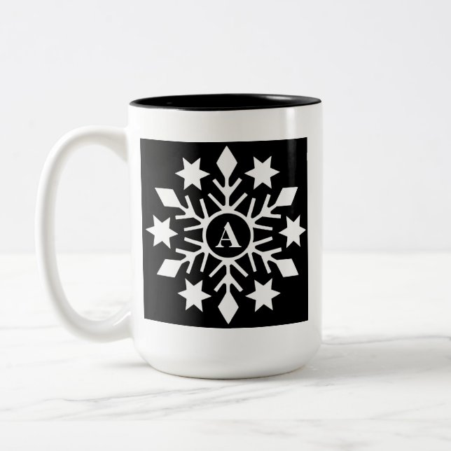 Tasse 2 Couleurs Initiale Noir Blanc Noir Feux de neige (Gauche)
