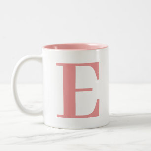Tasse 2 Couleurs Initiales de monogramme rose moderne élégant perso