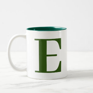 Tasse 2 Couleurs Initiales de Monogramme Vert Moderne Sur Mesure