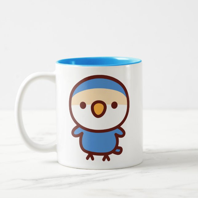 Tasse 2 Couleurs Inséparable à face de pêche violette (Gauche)