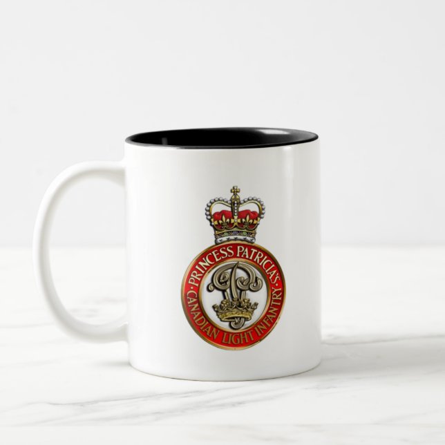Tasse 2 Couleurs Insigne Casquette de la PPCLI sur fond blanc (Gauche)
