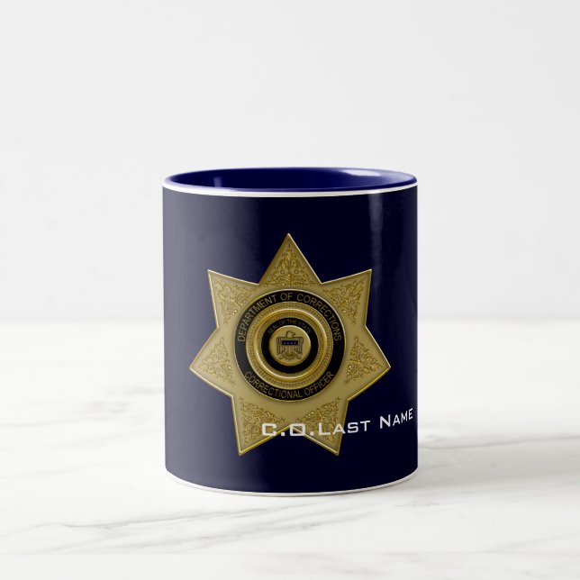 Tasse 2 Couleurs Insigne de café de l'agent correctionnel (Centre)