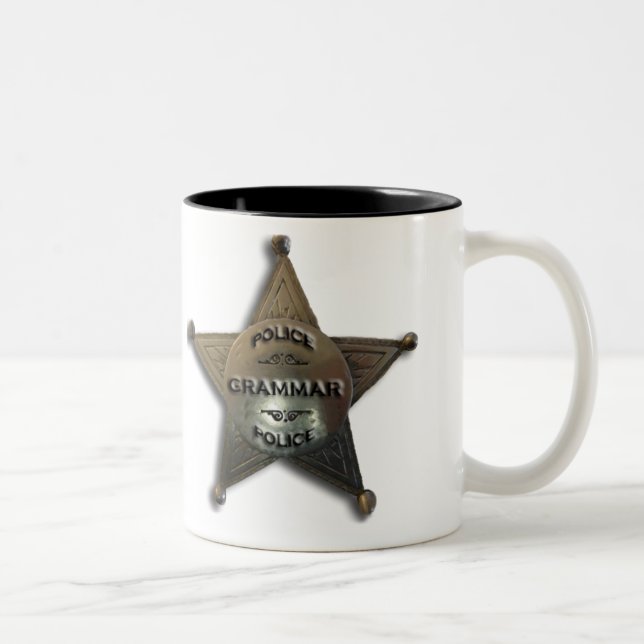 Tasse 2 Couleurs Insigne de cru de police de grammaire (Droit)