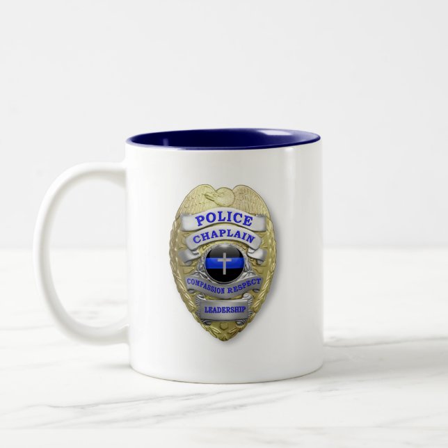 Tasse 2 Couleurs Insigne de l'aumônier de police de la Ligne Bleue  (Gauche)