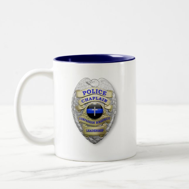 Tasse 2 Couleurs Insigne de l'aumônier de police de la Ligne Bleue  (Gauche)