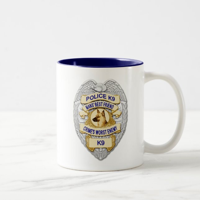 Tasse 2 Couleurs Insigne mince de Blue Line K9 (Droit)