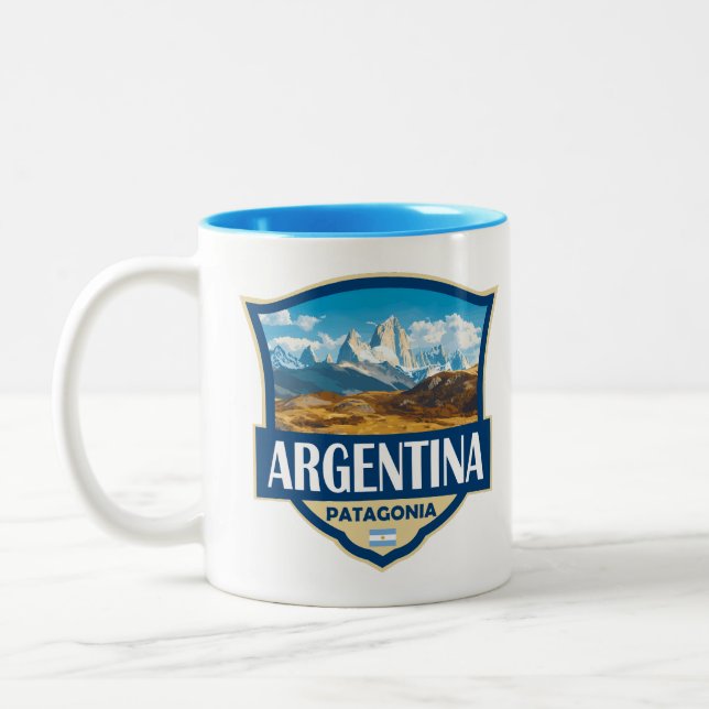 Tasse 2 Couleurs Insigne Rétro d'Illustration d'Argentine (Gauche)