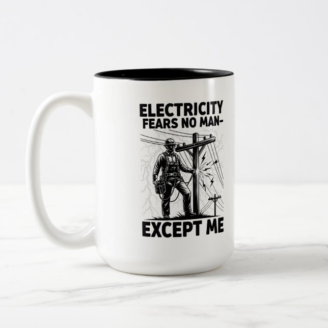 Tasse 2 Couleurs Inspirational Lineman Silhouette Quote (Gauche)