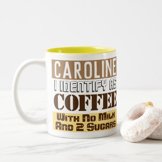 Tasse 2 Couleurs Instructions de boisson avec nom (Avec donut)