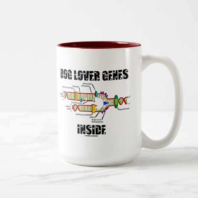 Tasse 2 Couleurs Intérieur de gènes d'amoureux des chiens (Droit)