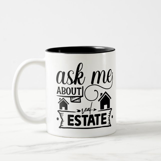 Tasse 2 Couleurs Interrogez-moi sur l'immobilier (Gauche)