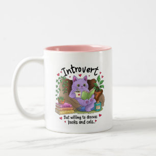 Tasse 2 Couleurs Introverti mais prêt à discuter de livres et de ch