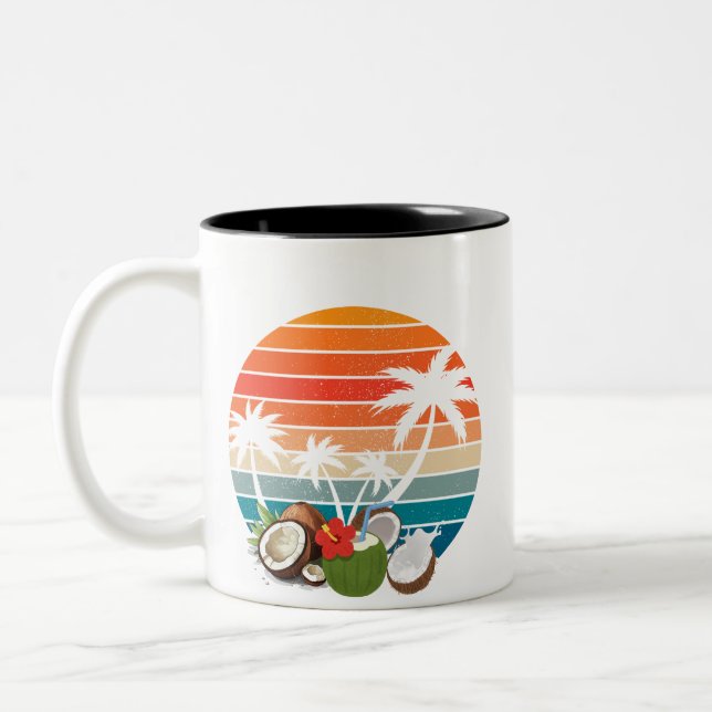 Tasse 2 Couleurs Invitations Soleil & Palmiers – Élégance Tropicale (Gauche)