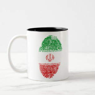 Tasse 2 Couleurs Iran Drapeau empreintes digitales Identité du pays