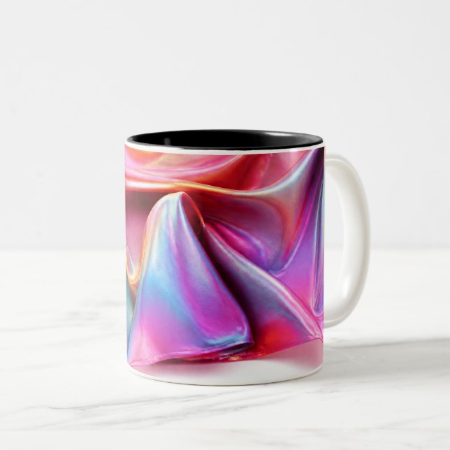 Tasse 2 Couleurs Iridescent Rainbow Silk Luxury Abstract (Devant droit)
