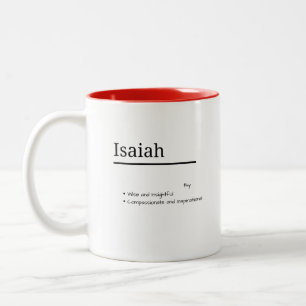 Tasse 2 Couleurs Isaïe, Garçon Nom Personnalisé Définition