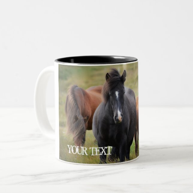 Tasse 2 Couleurs Islande - Chevaux (Devant gauche)