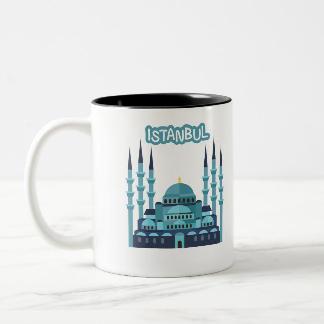 Tasse 2 Couleurs Istanbul Turquie Souvenir en bleu et en cyano coul (Gauche)