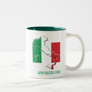 Tasse 2 Couleurs ITALIE CARTE DES DRAPEAUX Écritures Customisées