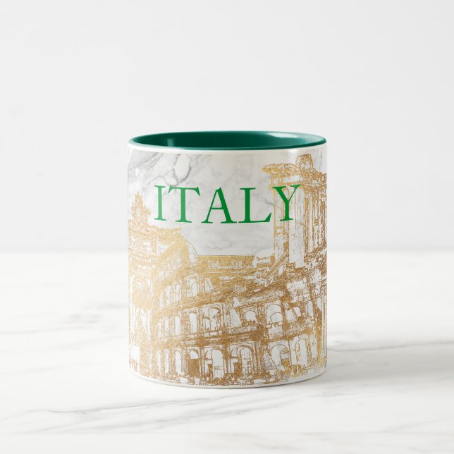 TASSE 2 COULEURS ITALIE, FAUX GOLD+MARBLE VOYAGEURS SOUVENIRS (Centre)