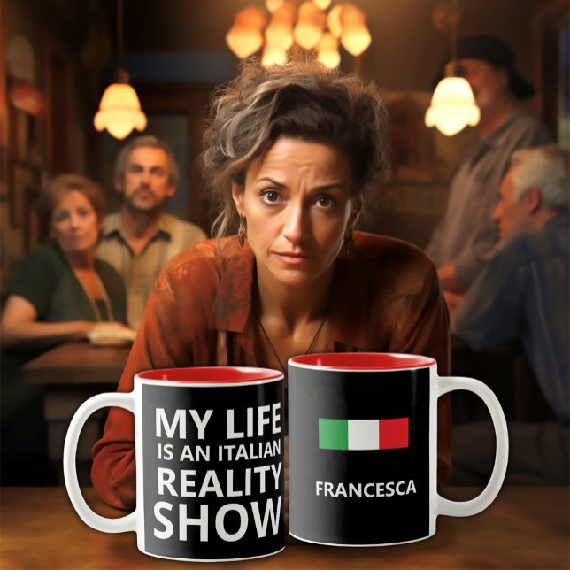 Tasse 2 Couleurs Italie Reality Show : Drôle cadeau personnalisé (Créateur téléchargé)