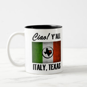 Tasse 2 Couleurs Italie, Texas Ciao ! Drapeau italien Y'all Tricolo