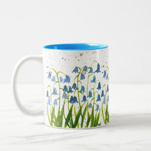 Tasse 2 Couleurs Jacinthes bleues florale Nature Botanique Joli
