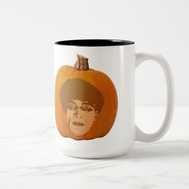 Tasse 2 Couleurs Jack o' Lantern Caligari Face, Citrouille d'Hallow (Droit)