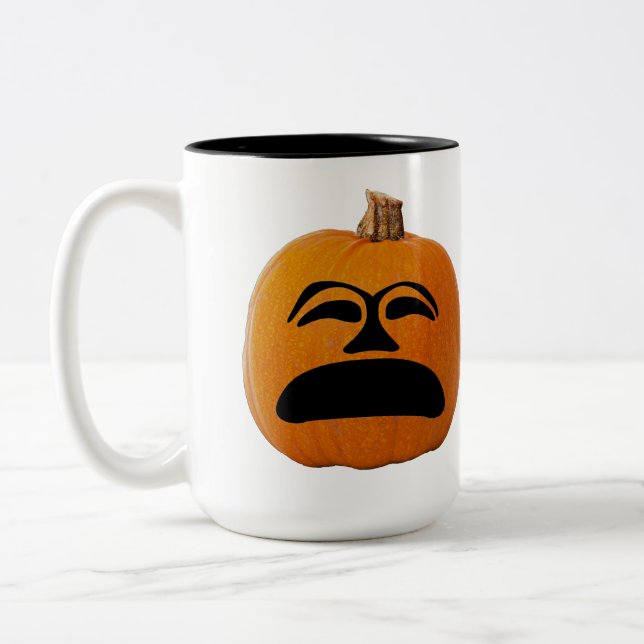 Tasse 2 Couleurs Jack o' Lantern Malheureux Face, Citrouille d'Hall (Gauche)