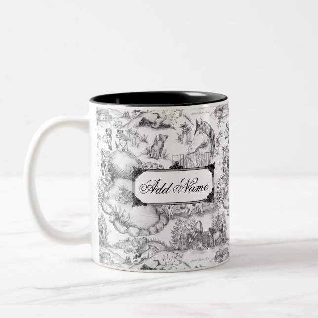 Tasse 2 Couleurs JACK RUSSELL Terrier Black Toile avec nom personna (Gauche)