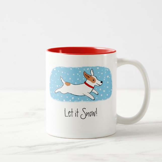 Tasse 2 Couleurs Jack Russell Terrier Laissez-le neiger chien de va (Droit)