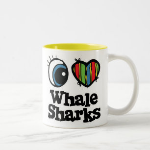 Tasse 2 Couleurs J'adore (Cœur) les requins baleines