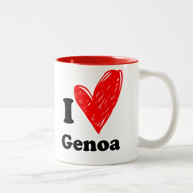 Tasse 2 Couleurs J'adore Gênes (Droit)