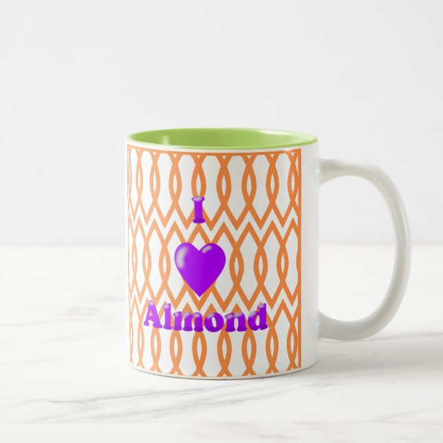 Tasse 2 Couleurs J'adore l'amande dans l'orange  (Droit)