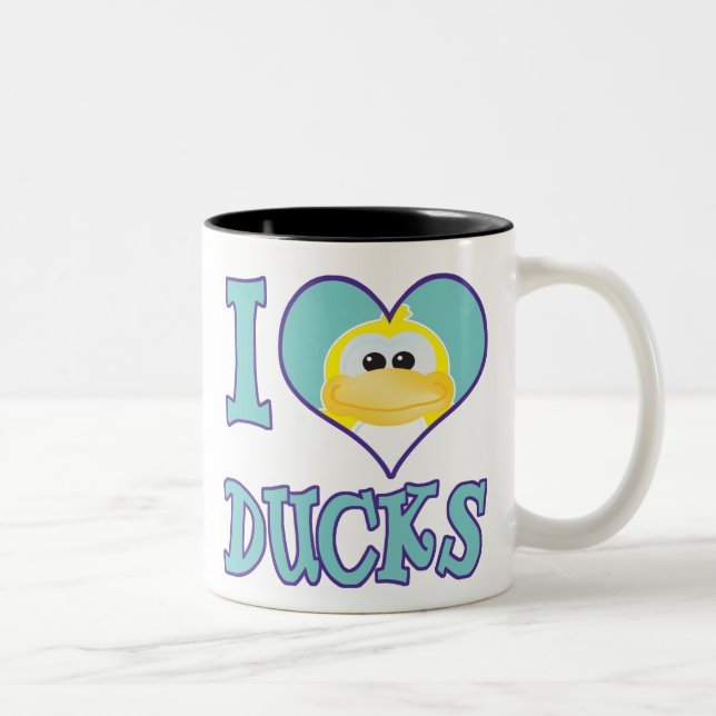 Tasse 2 Couleurs J'adore les canards (Droit)