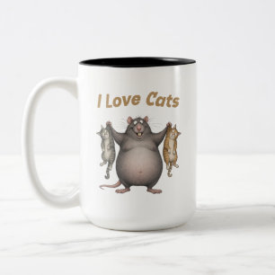 Tasse 2 Couleurs J'adore les chats avec rat